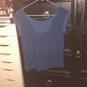 Blue lace back top small